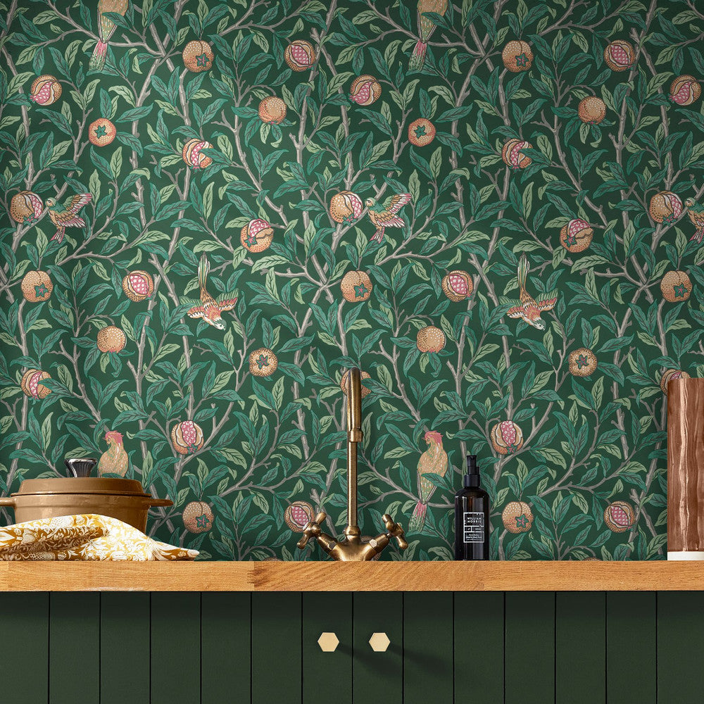 William Morris Bird & Pomegranate Deep Green