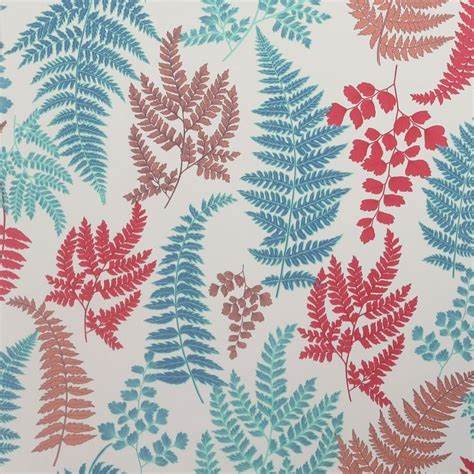 Botanical Fern Red/Teal