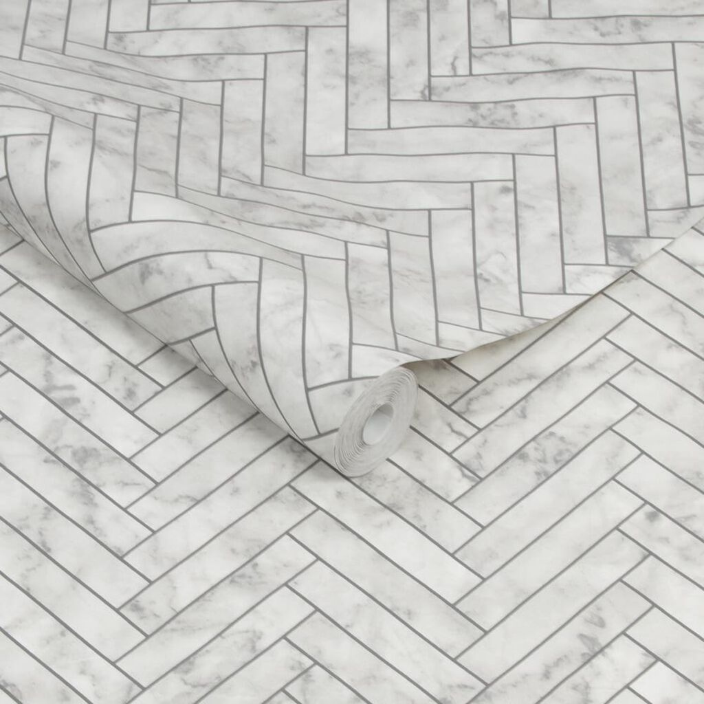 Marble Chevron Tile White