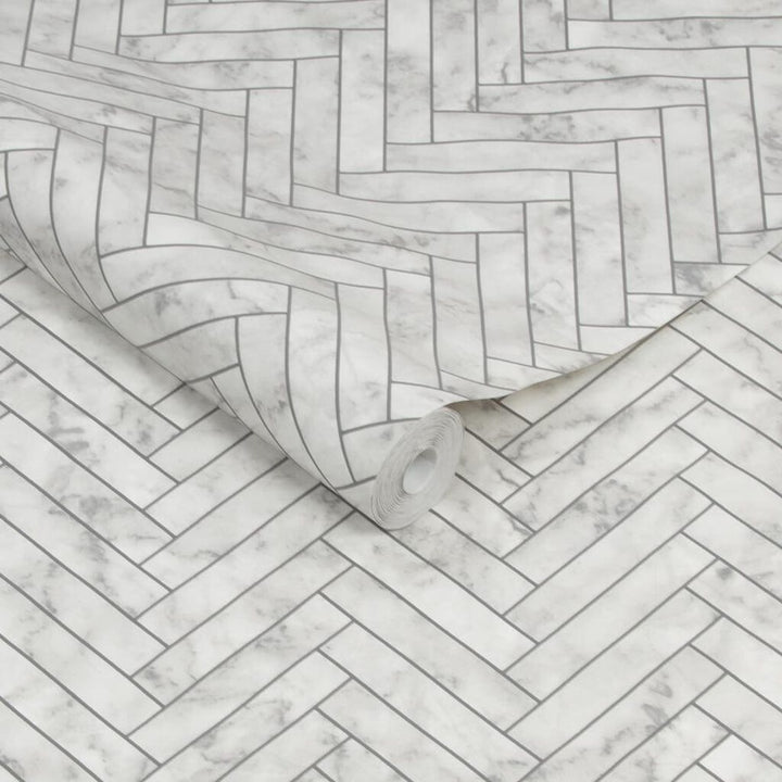 Marble Chevron Tile White