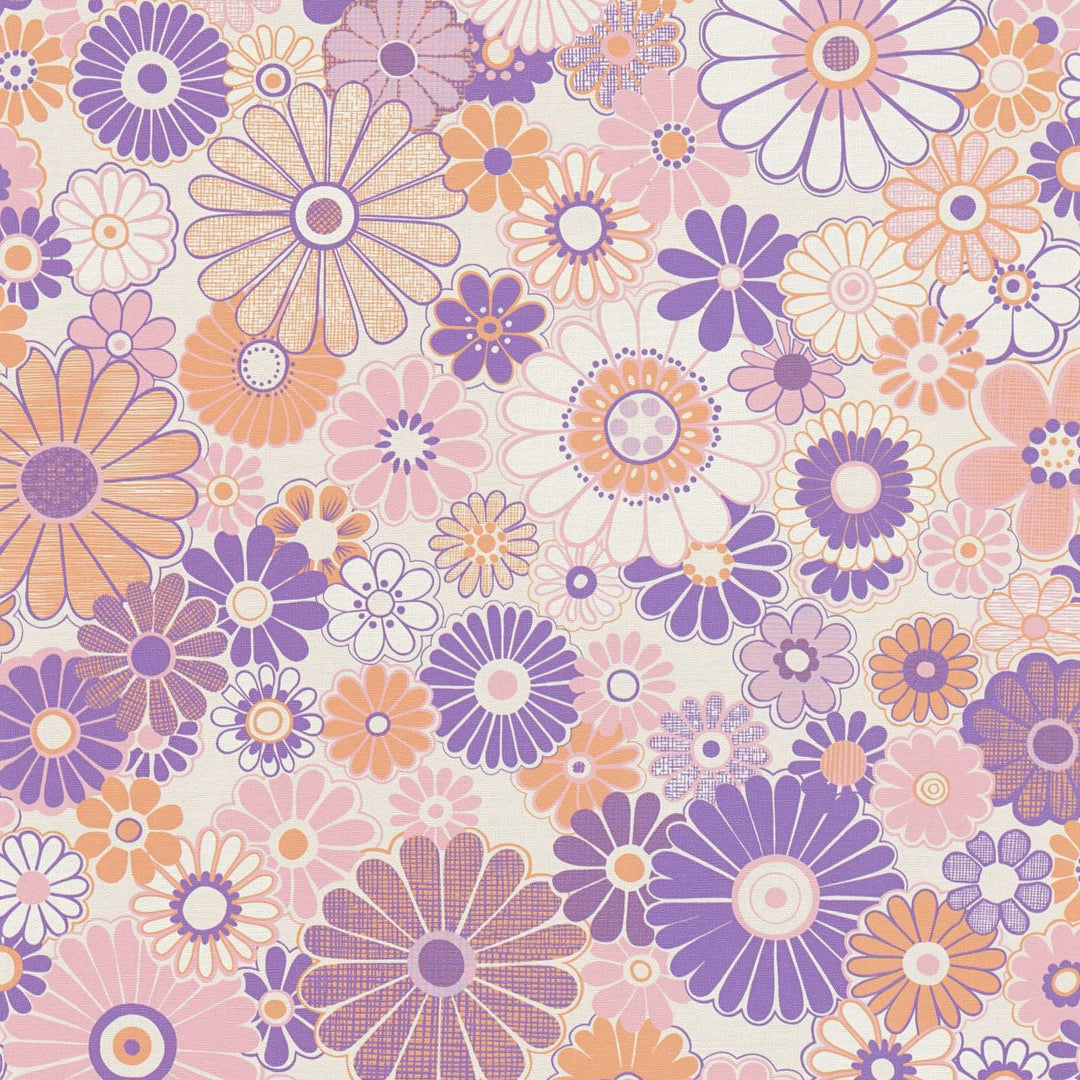 Retro Chic Floral Purple/Orange