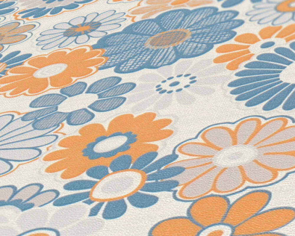 Retro Chic Floral Blue/Orange
