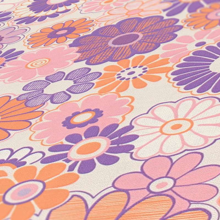 Retro Chic Floral Purple/Orange