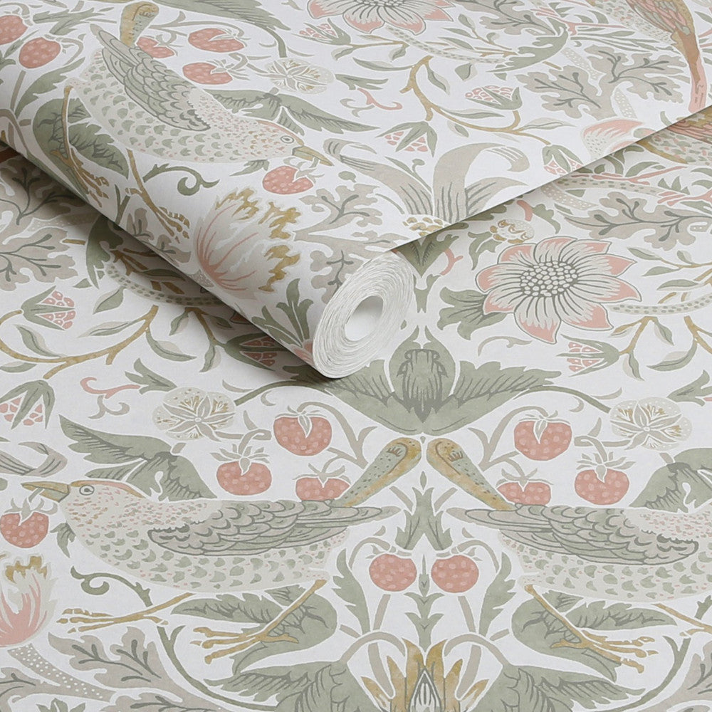 William Morris Strawberry Thief Sage Green/Pink