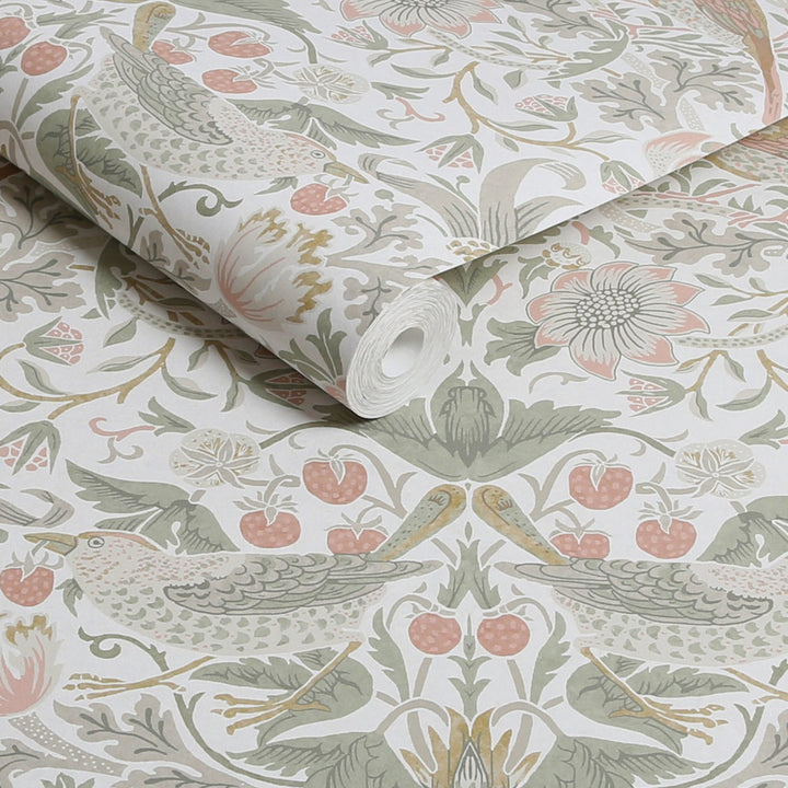 William Morris Strawberry Thief Sage Green/Pink